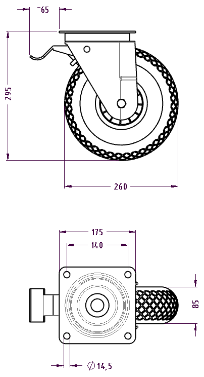 Skottkarrehjul - ritning
