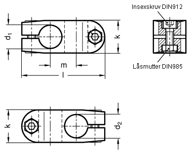 Ritning rörkoppling GN131 i aluminium
