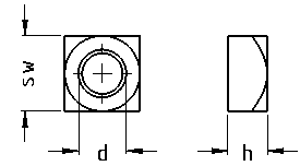 Rostfri fyrkantsmutter DIN 557 - ritning